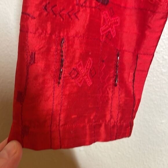 Vintage CHICO'S Women’s Patchwork Red & Black SILK Jacket size Small - Picture 6 of 9